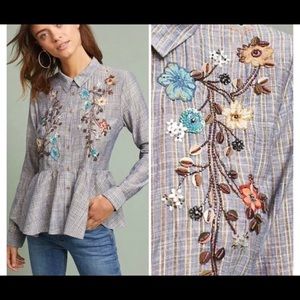 Anthropologie Ella embroidered and embellished top